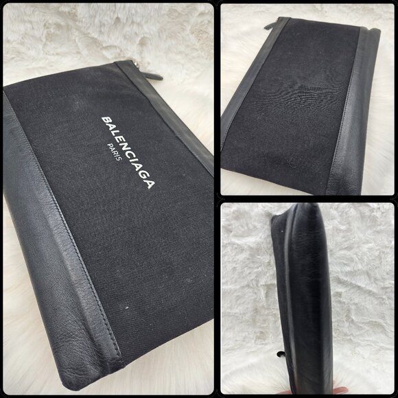 Balenciaga Black Canvas and Leather Medium Pouch - Picture 12 of 17